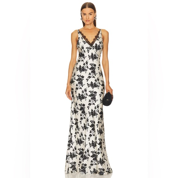Veronica Beard Dresses & Skirts - NWT Veronica Beard Hamina Silk and Lace Black and White Floral Maxi Slip Dress